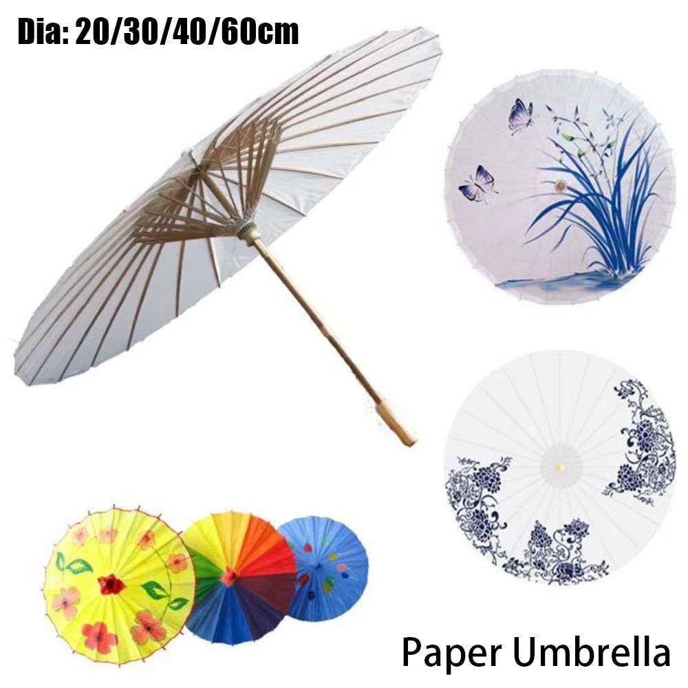 Photography Paper - ร่มกระดาษขนาด 20/30/40/60 ซม. 1 ชิ้น สีขาวแบบดั้งเดิม