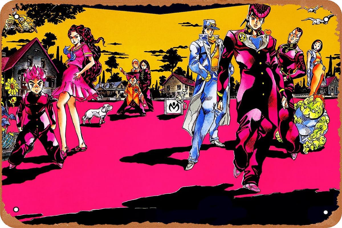 Photography Anime - โปสเตอร์อนิเมะ JoJos Bizarre,ป้ายดีบุกวินเทจ,โปสเตอร์โลหะสำหรับตกแต่งผนัง