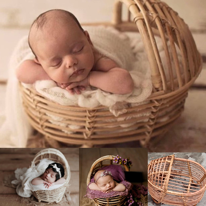 Photography Background - ทารกแรกเกิดการถ่ายภาพ Props หวายรอบคอนเทนเนอร์ตะกร้าเก้าอี้ Bebe อุปกรณ์เสริมภาพ Recien