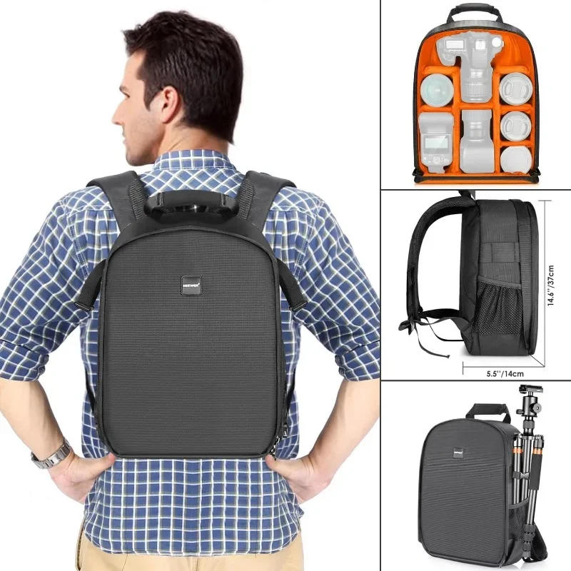 Camera Bag Waterproof - กระเป๋าเป้สะพายหลังสำหรับช่างภาพ พร้อมช่องกันน้ำ กันกระแทก และช่องใส่กล้องขนาดเล็กสำหรับกล้อง DSLR