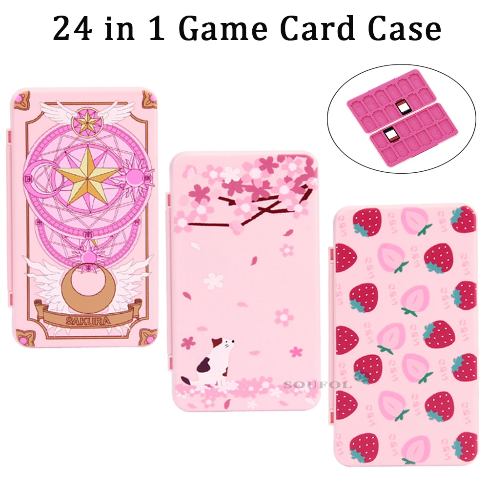 Memory Card Case - เคสเก็บการ์ดเกมแม่เหล็กน่ารัก24ใน1สำหรับ NS SWITCH/OLED/Lite การ์ตูน TF การ์ด