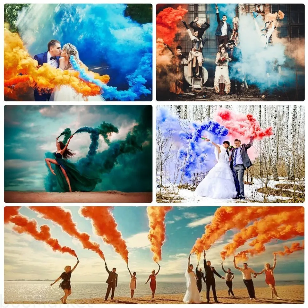 Photography Interest - แท่งควันสีสันสดใสสำหรับงานแต่งงาน สร้างบรรยากาศ ถ่ายภาพ ตกแต่งงานปาร์ตี้ ใช้ในสตูดิโอ