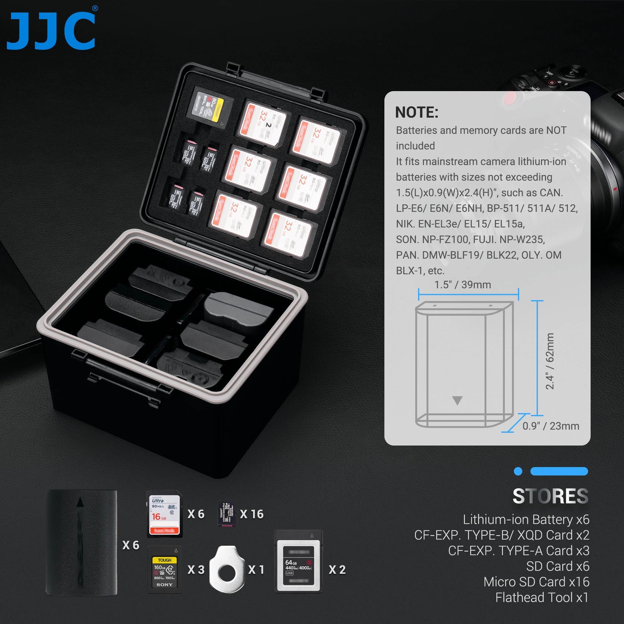 JJC กล้องแบตเตอรี่กรณีจัดเก็บข - Memory Card Case บทวิจารณ์และราคา