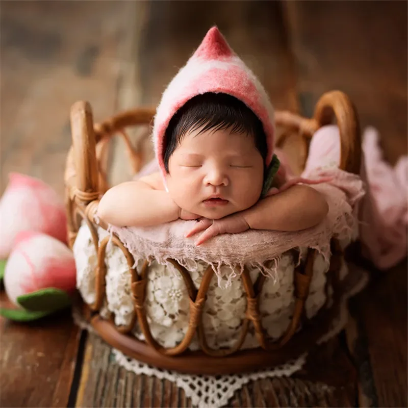 ตะกร้าสานทรงกลมแบบย้อนยุคพร้อม - Photography Background บทวิจารณ์และราคา